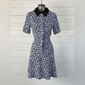 Sandro Lilac & Black Love Heart Leopard Print Dress